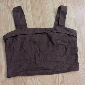 Abercrombie & Fitch Dark Brown Linen Blend Crop Tank Top